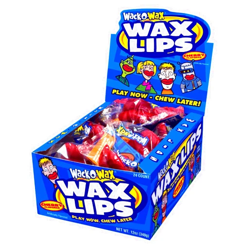 Tootsie Roll Wack-O-Wax Wax Lips 24-Count Box, Cherry Flavor