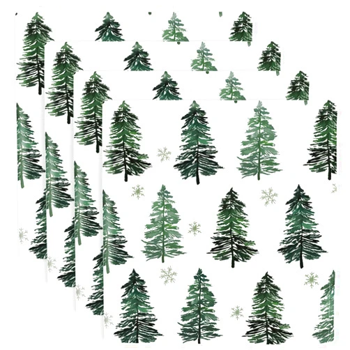 JarThenaAMCS Set of 6 Christmas Cloth Napkin Watercolor Xmas Tree Dinner Napkin Reusable Forest Snowflake Kitchen Top Collection for Winter Holiday, 18 x 18 Inch