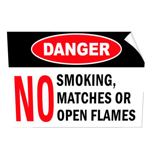 Fastasticdeals Danger No Smoking Matches Or Open Flames Hazard Label Decal Sticker 7 Inches X 5 Inches