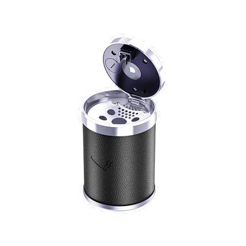 Dickno Car Ashtray with Lid, Portable Mini Ash Tray with LED Blue Light, Detachable Smokeless Car Cup Holder Trash Can, Universal Auto Interior Ashtray for Car Home Office (Black)