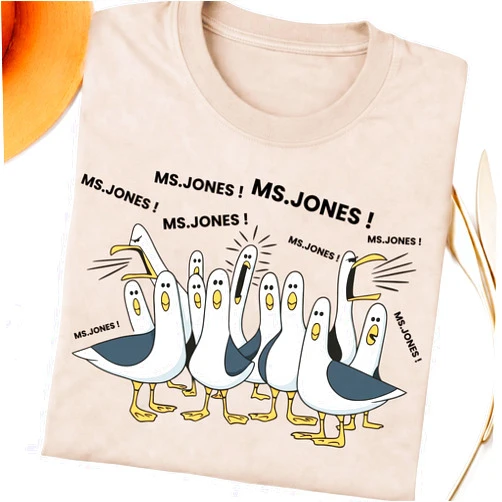 Ipplee Personalized Funny Seagull Teacher Shirt with Custom Name, Appreciation Gift
