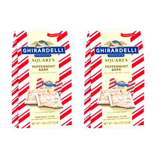 Ghirardelli Peppermint Bark Squares Milk Chocolate Large Bag 7.9 Oz Pack of Two