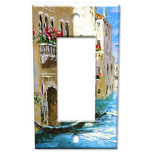 Art Plates 1-Gang Rocker (Decora) OVERSIZE Switch Plate - OVER SIZE Decorative Metal Wall Plate - Italian River - (Made in USA)