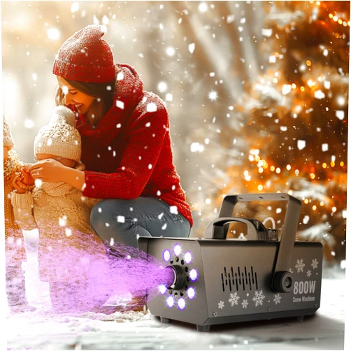VEVOR Snow Machine, 800W Snow Making Machine with 9 LED RGB Lights and Remote Control, High Output Snowflake Maker Stage Snow Effect for Christmas, Halloween, Wedding, DJ Parties and Valentine's Day
