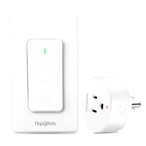 HAPYTHDA Remote Control Outlet, Wireless Wall Mounted Light Switch, 15A/1500W Electrical Remote Outlet for Light, No Wiring, 100 Feet RF Range, Small Electrical Appliance, with Anti-Surge 4000V
