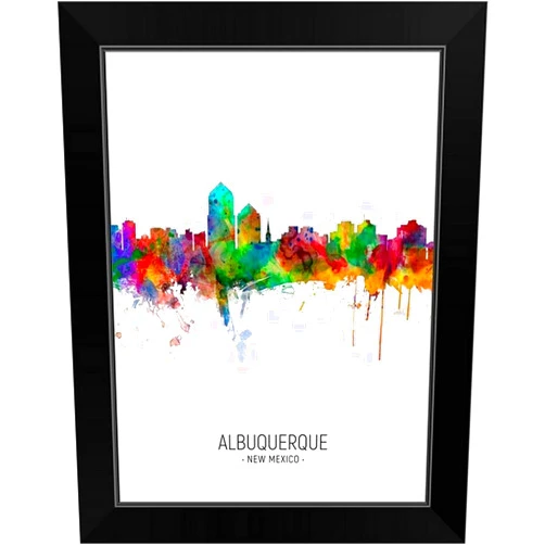 CANVAS ON DEMAND Albuquerque New Mexico Skyline Black Framed Art Print, Artwork
