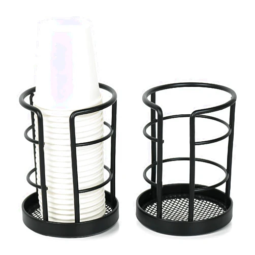 HillSpring Metal Bathroom Cup Dispenser, Sturdy Storage Holder for 3/4 oz Small Disposable Paper Cups, Black Paper Cup Dispenser for Mouthwash 2 Pack