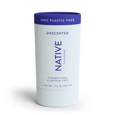 Native Plastic Free Deodorant | Natural Deodorant for Women and Men, Aluminum Free with Baking Soda, Probiotics, Coconut Oil and Shea Butter | Unscented
