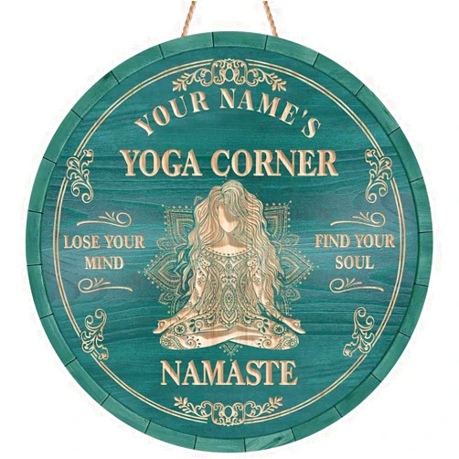 Artsy Woodsy Custom Yoga Wood Sign (Not Carved) Wall Plaque Decor For Yoga Studio Corner Zen Den Meditation Room Mindfulness Space, Namaste Sign, Yoga Gifts for Yoga Instructor Yogi Yoga Lovers (01)