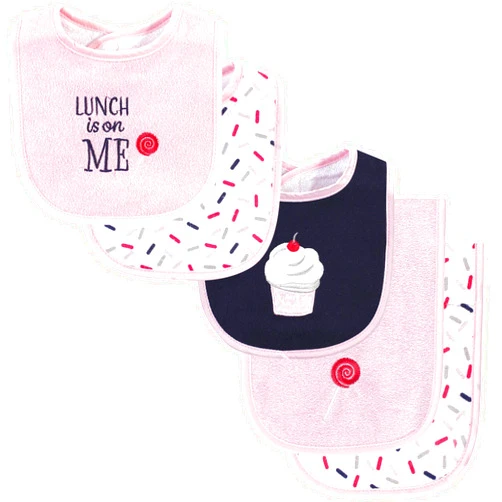 Hudson Baby Unisex Baby Cotton Terry Bib and Burp Cloth Set, Cupcake, One Size