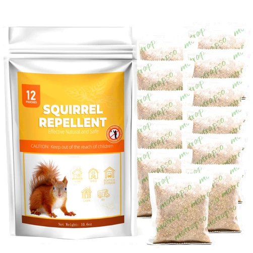 Enbabbor 12 Pack Squirrel Repellent Outdoor, Peppermint Oil Rodents Repellent Pouches, Squirrel and Chipmunk Deterrent Outdoor for Bird Feeder, Keep Squirrels Rats Spiders Bugs Out of Garden Car RV House