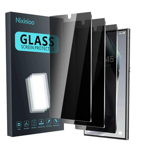 Nixinioo 3 Pack Privacy Screen Protector for Samsung Galaxy S24 Ultra, Anti Spy Tempered Glass 9H Hardness, Black Protector Anti Spy, Bubble Free, Anti-Scratch