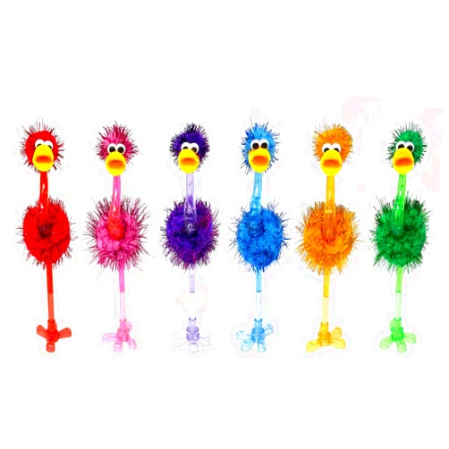 allydrew Ostrich Ballpoint Pens, Novelty Pens for Office and Party Favors (Set of 6)
