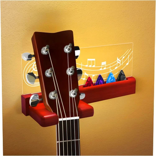 FOVERN1 Guitar Wall Mount Stand with LED Lights - USB Powered, Premium Wood & Acrylic - Universal Holder for Acoustic Electric Bass Ukulele Violin - Gift for Musicians Music Lovers