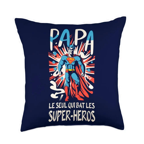 CADEAU DES PAPAS D'AMOUR Cadeau d'anniversaire fete des pères Pour Son Super Papa Throw Pillow, 18x18, Multicolor