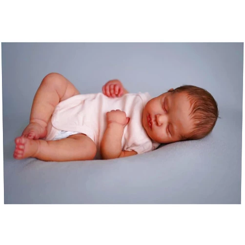 iCradle 20inch 50cm Full Body Vinyl Silicone Baby Doll Girl Anatomically Correct Hand Rooted Hair Realistic Newborn Doll Eyes Closed Toy Gift for Ages 3+