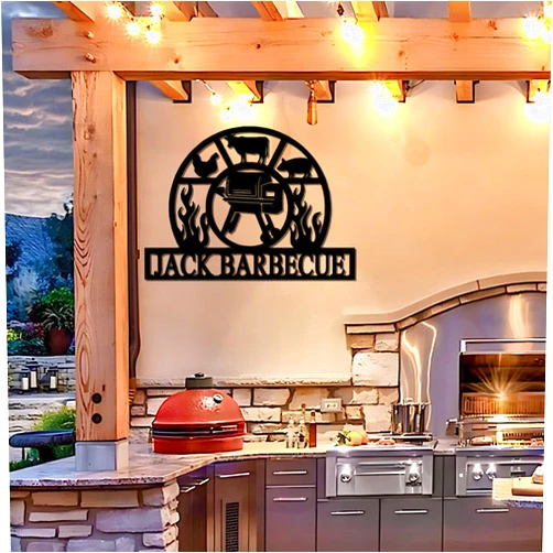 Life4Gifts Personalized Metal BBQ Bar and Grill Sign For Man, Custom Family Name Metal Sign BBQ, Barbecue Metal Sign, Decor Restaurant Bar Club Pub Home Cafe Outdoor Indoor Wall Decor Art Sign