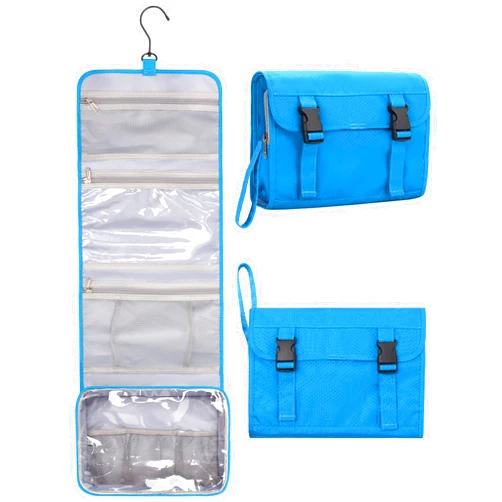Relavel Travel Hanging Toiletry Bag for Women Men Large Capacity Makeup Bag Waterproof Cosmetic Storage Organizer Case for Bathroom Shower (Blue)