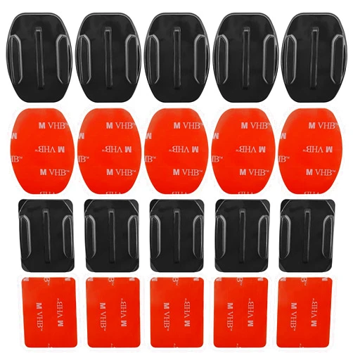 IOUALEY Helmet Adhesive Sticky Mounts, 10 Pack Flat & Curved Helmet Mounting attachments with 10 Sticky Pads, Compatible with Go pro Hero 13 12 11 10 9 8 7 6 5 Session Camera and Other Brand Action Camera