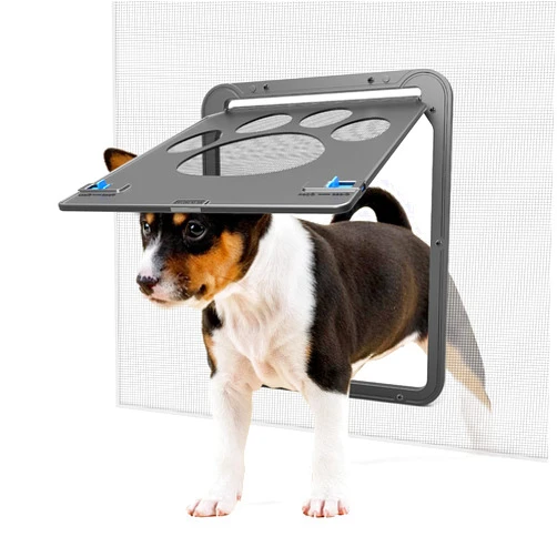 PETLESO Dog Screen Door, Pet Screen Door Lockable Doggie Door for Screen Easy Install Pet Door for Doggy and Cat, Inner Size 8.25