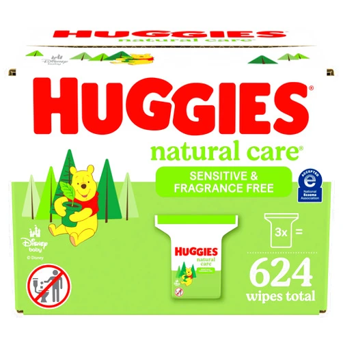 Huggies Natural Care Sensitive Baby Wipes, Hypoallergenic, 99% Purified Water, 3 Refill Packs (624 Wipes Total) packaging may vary