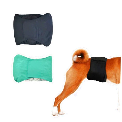 Tineer Reusable Dog Belly Bands, 2-Pack Dog Diapers Washable Male Puppy Wraps, Absorbent Doggy Nappies Wraps Belly Band for Small Medium Large Male Dogs (M, Black + Green)