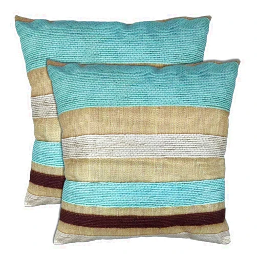 KUKNOS 20X20 Beige and Teal Decorative Pillow Covers Turquoise and Brown Couch Pillow Covers Light Blue Sofa Pillow Covers for Living Room Bedroom Set of 2