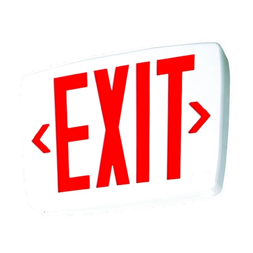 Lithonia Lighting LQM S W 3 R 120/277 EL N M6 Quantum Thermoplastic LED Emergency Exit Sign with Stencil-Faced White Housing and Red Letters with Nickel Cadium battery