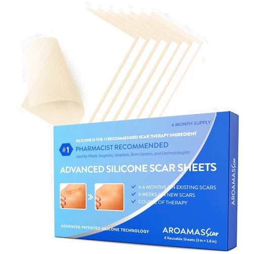 Aroamas Scar Professional Soft Silicone Scar Sheets Strips, Soften and Flattens Scars Resulting from Surgery, Injury, Burns, C-Section and More [3