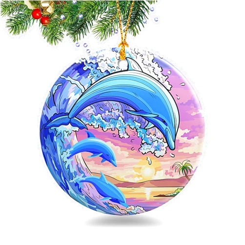WIHUKUY Dolphin Christmas Ornaments 2025 Dolphin Ornament Holidays Ornaments Beach Christmas Tree Ornaments Hanging Accessories Navidad decoracion Keepsake Xmas Gifts for Home Indoor Outdoor Decor