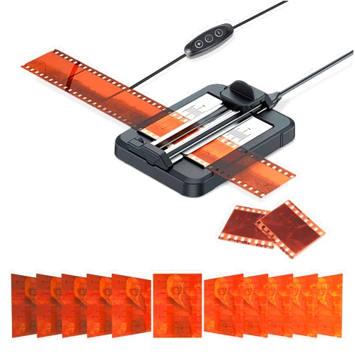 JJC Negative Slide Film Cutter for 35mm 120 Format Film Strip, 35mm Film Trimmer with 11-Level Brightness Adjustable LED Backlight Panel Support USB-C Charging and Graduated Mark for Clean Cutting