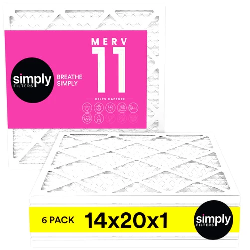 Simply 14x20x1 Air Filter, Merv 11, MPR 1000, 6 Pack, Furnace Air Filter for HVAC (Actual Size: 13.75