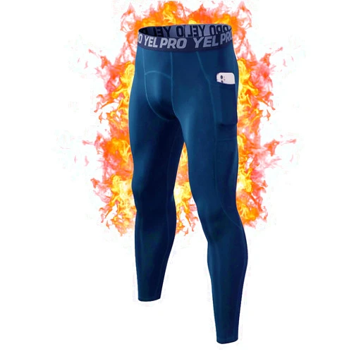 Yuerlian Fleece Lined Running Tights Men's Thermal Compression Pants Compression Baselayer Leggings with Pockets