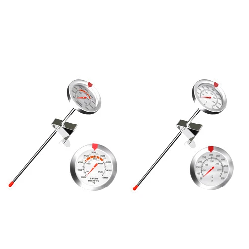 Defull Stainless Steel Analog Dial Candy Thermometer 9 Inch Proble Deep Fry Thermometer 12 Inch Proble