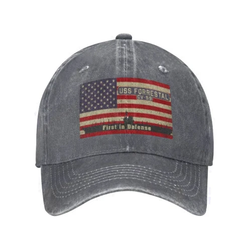 Gwager Uss Forrestal Cva-59 Unisex Sandwich Cap Denim Hats Baseball Caps Adult Hat, Deep Heather