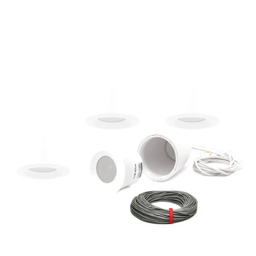 Pure Resonance Audio 3 Inch 70 Volt Pendant Speaker Bundle with Installation Wire - Contractor Pack (4 Speakers)