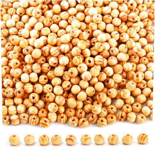 Foraineam 1000pcs Natural Wooden Beads, 8mm Round Polished Loose Beads for DIY Handmade Craft Macrame Bracelet Necklace Jewelry Making