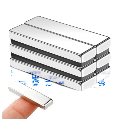 MIKEDE Strong Magnets, 6 Pack Rare Earth Magnets Bar with Double-Sided Adhesive, Neodymium Magnets Heavy Duty, Powerful Pull Force Locker Magnets, Perfect for Fridge, Garage, Office, DIY - 40x10x5mm