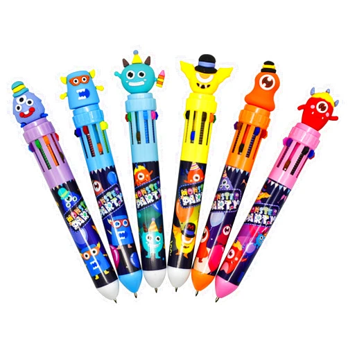 Maydahui 12 Pcs 10-in-1 Multicolor Monster Pens 10 Colors Shuttle Retractable Ballpoint Pens Fun Demon Bat Pen for Students Teachers Office Supplies Carnival Party Favor Halloween