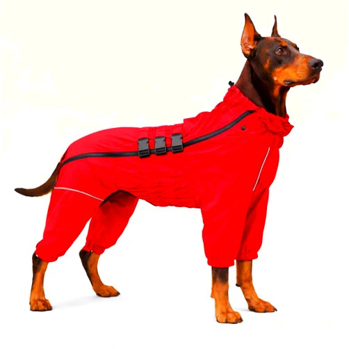 Lovelonglong Dogs Waterproof Jacket, Lightweight Waterproof Jacket Reflective Safety Dog Raincoat Windproof Snow-Proof Dog Vest for Small Medium Large Dogs Red XXL