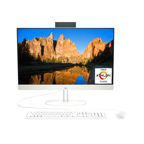 HP 23.8 inch All-in-One Desktop PC, FHD Display, AMD Athlon Silver 7120U, 8 GB RAM, 256 GB SSD, AMD Radeon Graphics, Windows 11 Home, 24-cr0010 (2023)