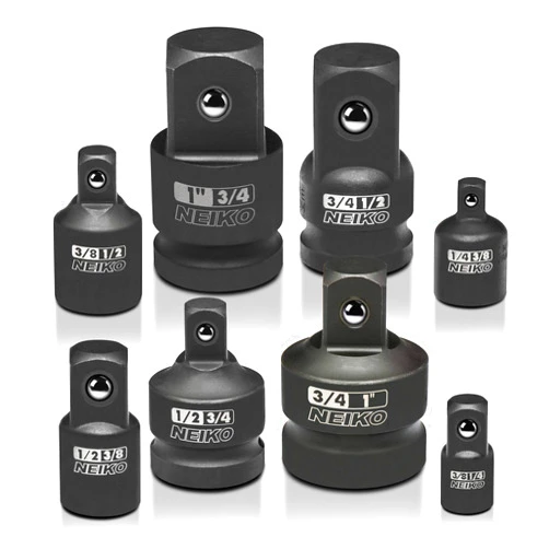 NEIKO 30223A 8 PC Impact Socket Adapter Set, Standard SAE Size, Cr-V Steel, Impact Driver & Wrench Conversion Kit, Locking Impact Socket Adapters & Reducer Set, Ball Detent, 1/4”, 3/8”, 1/2