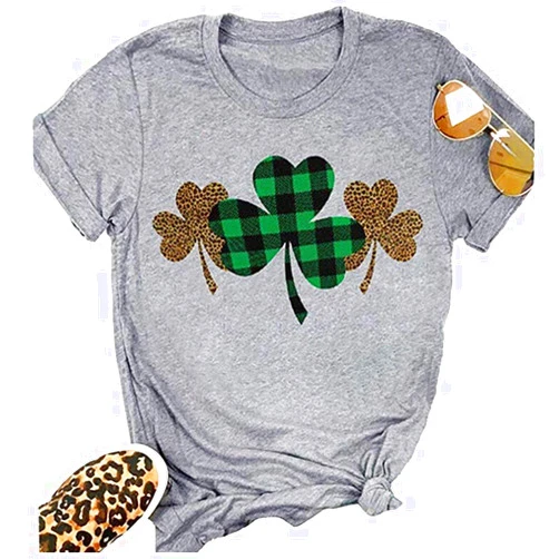 Beopjesk Women's St Patrick's Day T-Shirt Lucky Irish Shamrock Paddy's Day Graphic Tees Tops
