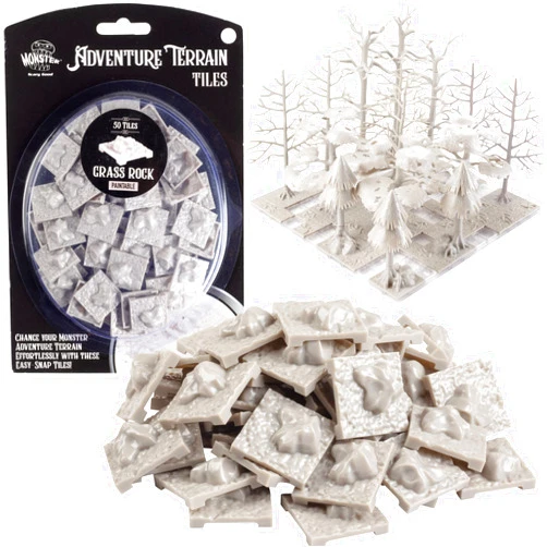 Monster Protectors Monster Adventure Terrain- 50pc Grass Rock Tile Expansion Pack- Paintable 1x1â€ Tile Set- Amazing Tabletop Terrain in Minute- Customize Your D&D and Pathfinder Dungeons Your Way