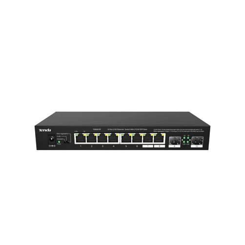Tenda TEM2010F, 8 Port 2.5G Ethernet Switch Support NAS 5G Transmission, Unmanaged 2.5G Switch with 8 x 2.5G Ports, 2 x 2.5G SFP Slots, 50Gbps Switching Capacity, Fanless, Limited Lifetime Protection