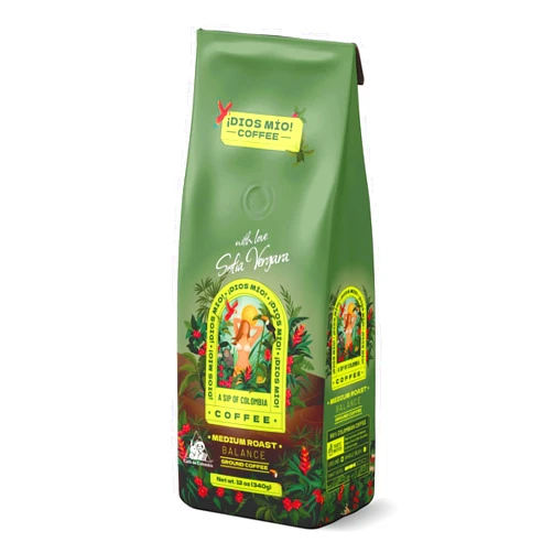 Dios Mio Coffee by Sofia Vergara | 100% Colombian Premium Ground Coffee | Balance, Medium Roast/Bags | Rich, Smooth Flavor | Fair Trade Coffee Beans | Empower Women Coffee Growers