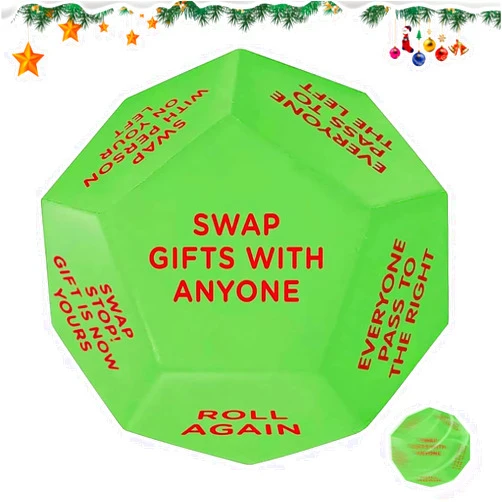 Oyeftp Santa Swap Gift Exchange Dice, 3*3in Exchange Gifts Family Game, Christmas Party Gift Exchange Dice Games for Boys and Girls, Dice Game for Xmas, Birthday, Valentine's, Party and Family Night, Holiday