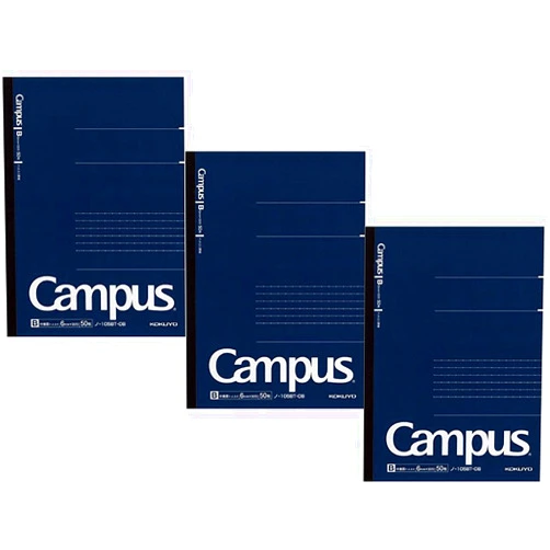 KOKUYO Campus Pre-Dotted Notebook, A5-dotted 6 mm Rule - 30 Lines X 50 Sheets - 100 Pages, Pack of 3 Dark Blue