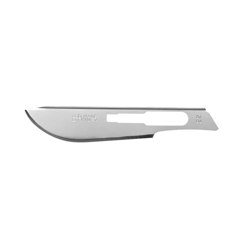 Bard Parker 371122 Bard-Parker Blade with Rib-Back Design, Sterile, Size 22, Carbon Steel (Pack of 50)