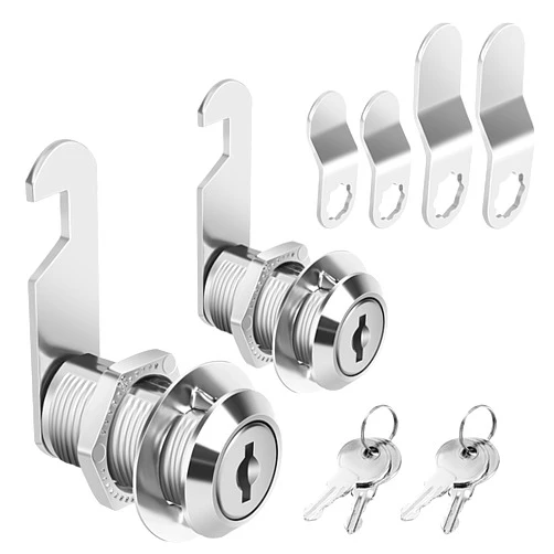Pertinel Cabinet Cam Lock Keyed Alike, 1-1/8'' (Length) Cylinder Fits on 7/8'' Max Panel Thickness, Secure File Drawer Mailbox RV Storage Replacement Set, Chrome-Finish Zinc Alloy (1-1/8 Inch 2Pcs)